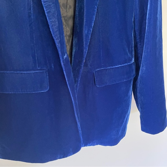 Zara Blue Velvet Jacket Blazer, Size L - Picture 7 of 13